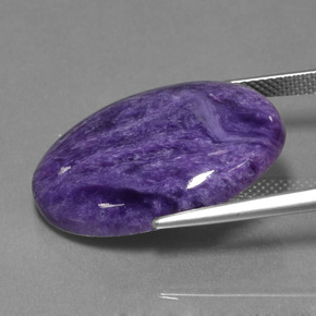 Charoíta violeta natural de 16,68 ct, corte óvalo, opaco