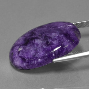 Charoíta violeta natural de 18,97 ct, corte óvalo, opaco