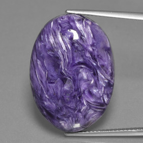 Charoíta violeta natural de 24,07 ct, corte óvalo, opaco