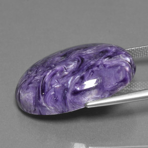 Charoíta violeta natural de 24,07 ct, corte óvalo, opaco