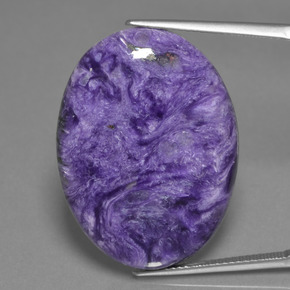Charoíta Violeta púrpura terciopelo natural de 31.76 ct, Corte Óvalo, Opaco