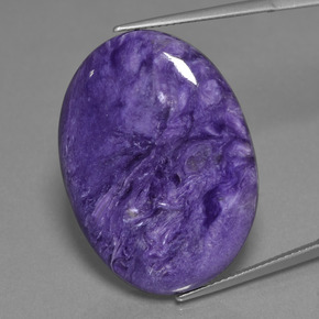 Charoíta violeta natural de 30,48 ct, corte óvalo, opaco