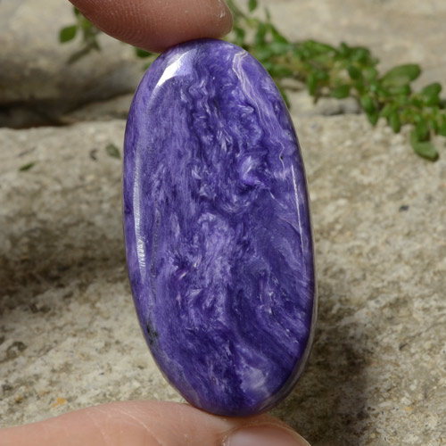 Charoíta violeta natural de 35,71 ct, corte óvalo, opaco