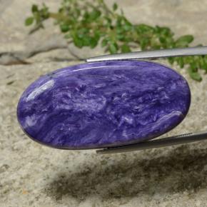 Charoíta violeta natural de 35,71 ct, corte óvalo, opaco