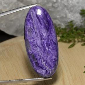 Charoíta violeta natural de 27,33 ct, corte óvalo, opaco