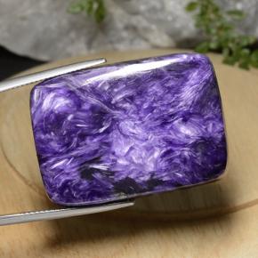 Charoíta violeta natural de 49,17 ct, corte cojín, opaco
