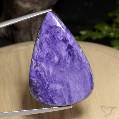 Charoíta Violeta púrpura terciopelo natural de 31.11 ct, En forma de pera, Opaco