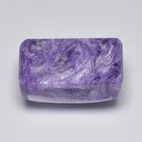 Charoíta violeta natural de 8,46 ct, corte esmeralda, opaco
