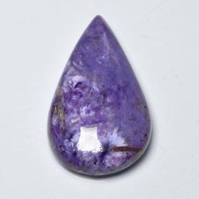 Charoíta violeta natural de 11,16 ct, en forma de pera, opaco