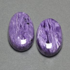 Gemas de Charoíta Violeta natural de 16.88 ct, Corte Óvalo, Opaco