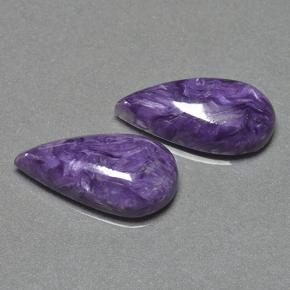 Gemas de charoíta violeta natural de 12,53 ct, en forma de pera, opaco