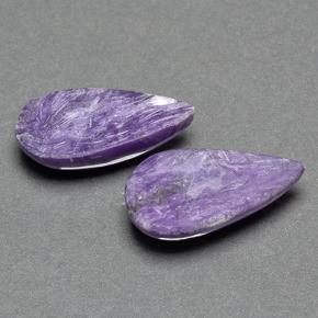 Gemas de charoíta violeta natural de 12,53 ct, en forma de pera, opaco