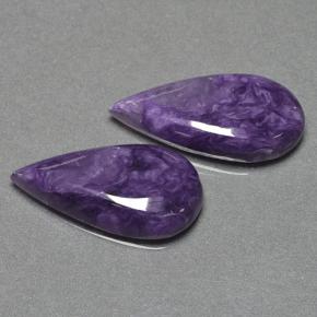 Gemas de Charoíta Violeta natural de 12.58 ct, En forma de pera, Opaco