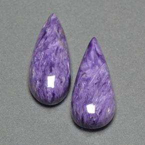 Gemas de charoíta violeta natural de 13,24 ct, en forma de pera, opaco