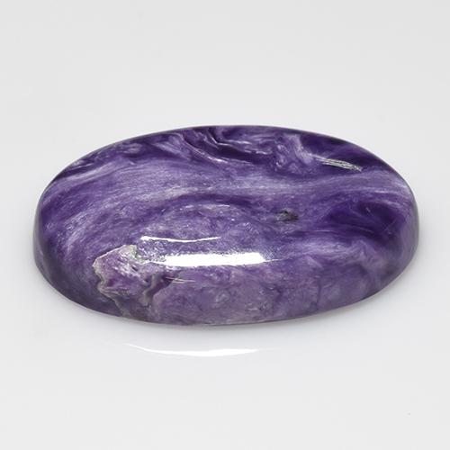 Charoíta violeta natural de 15,62 ct, corte óvalo, opaco