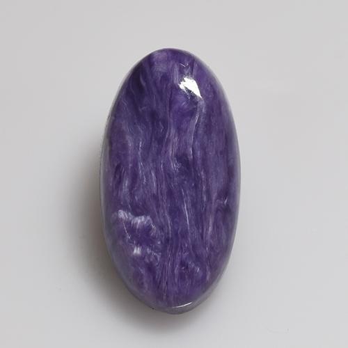 Charoíta violeta natural de 4,53 ct, corte óvalo, opaco
