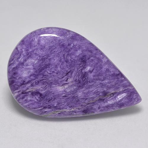 Charoíta violeta natural de 8,71 ct, en forma de pera, opaco
