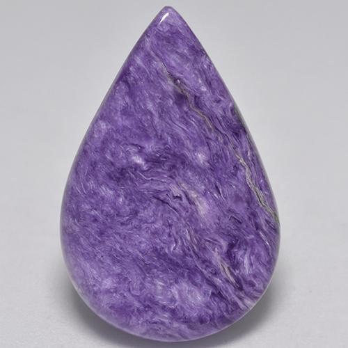 Charoíta violeta natural de 8,71 ct, en forma de pera, opaco