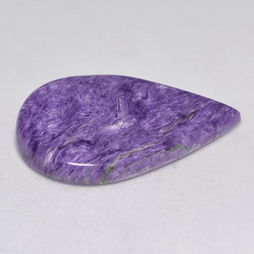 Charoíta violeta natural de 8,71 ct, en forma de pera, opaco