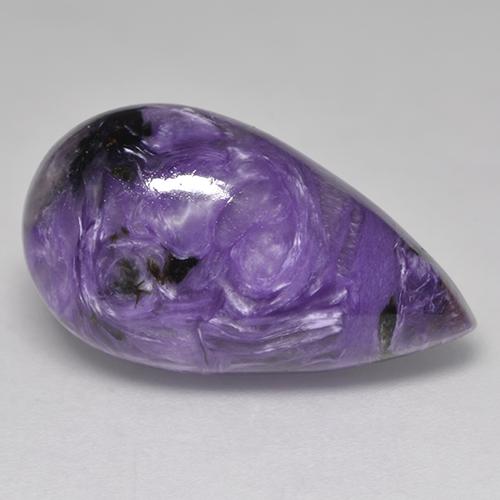 Charoíta Violeta oscuro natural de 12.28 ct, En forma de pera, Opaco