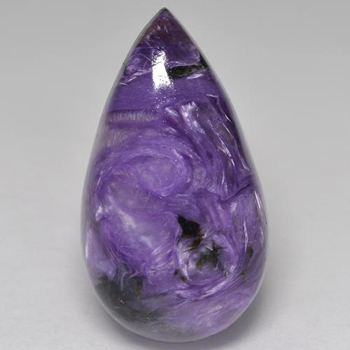 Charoíta Violeta oscuro natural de 12.28 ct, En forma de pera, Opaco