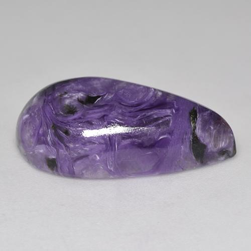 Charoíta Violeta oscuro natural de 12.28 ct, En forma de pera, Opaco