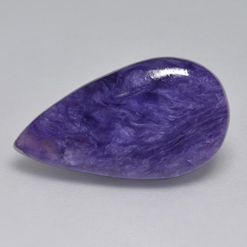 Charoíta violeta natural de 5,87 ct, en forma de pera, opaco