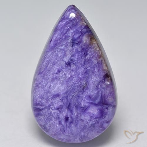 Charoíta Violeta púrpura terciopelo claro natural de 12.06 ct, En forma de pera, Opaco