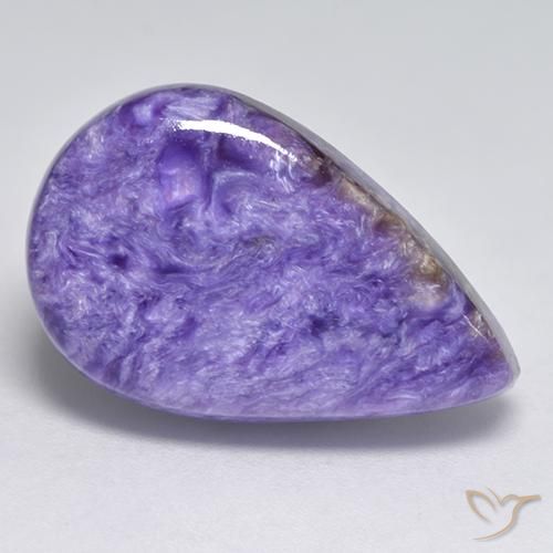 Charoíta Violeta púrpura terciopelo claro natural de 12.06 ct, En forma de pera, Opaco