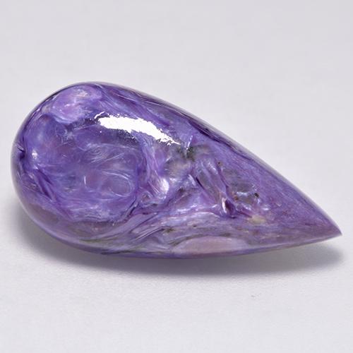 Charoíta violeta medio natural de 12,73 ct, en forma de pera, opaco