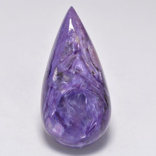 Charoíta violeta medio natural de 12,73 ct, en forma de pera, opaco
