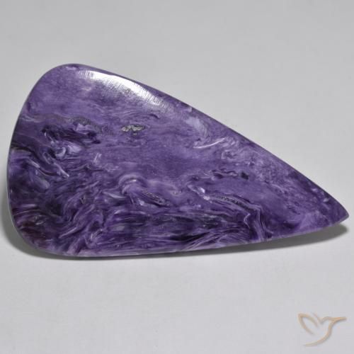 Charoíta Violeta malva natural de 76.47 ct, En forma de pera, Opaco