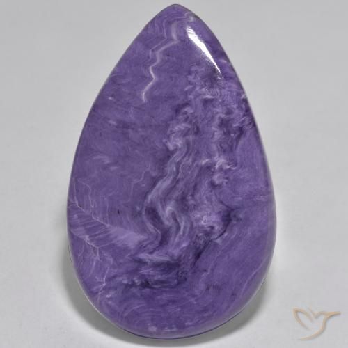 Charoíta violeta medio natural de 50,59 ct, en forma de pera, opaco