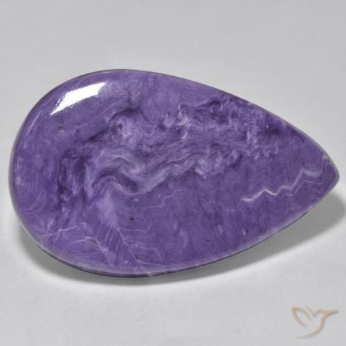 Charoíta violeta medio natural de 50,59 ct, en forma de pera, opaco