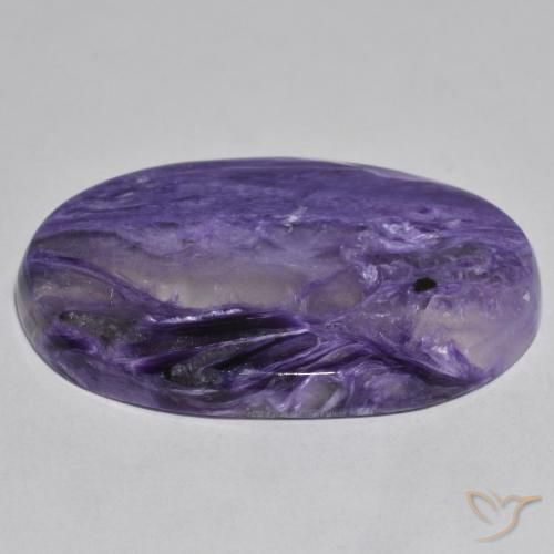 Charoíta Violeta oscuro natural de 65.30 ct, Corte Óvalo, Translúcido