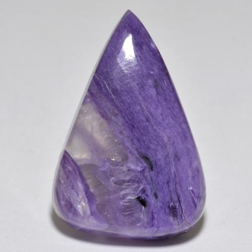 Charoíta violeta natural de 21,84 ct, en forma de pera, translúcido