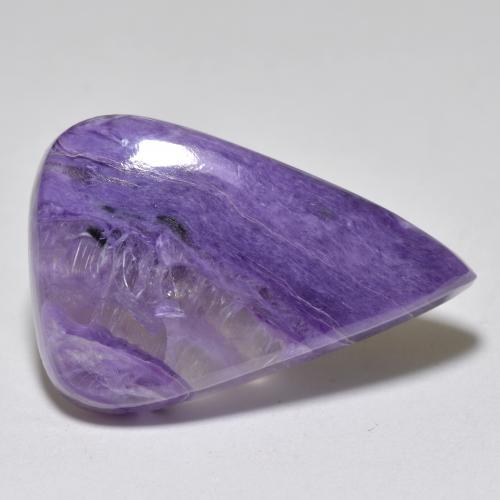 Charoíta violeta natural de 21,84 ct, en forma de pera, translúcido