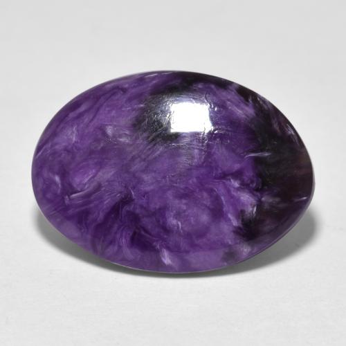 Charoíta violeta natural de 6,19 ct, corte óvalo, opaco