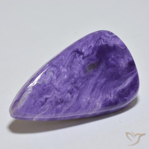 Charoíta violeta natural de 25,37 ct, en forma de pera, opaco