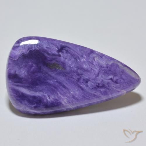 Charoíta violeta natural de 25,37 ct, en forma de pera, opaco