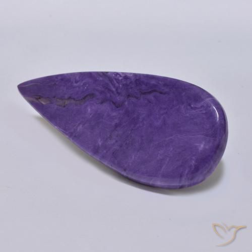 Charoíta Violeta oscuro natural de 64.39 ct, En forma de pera, Opaco