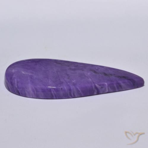 Charoíta Violeta oscuro natural de 64.39 ct, En forma de pera, Opaco