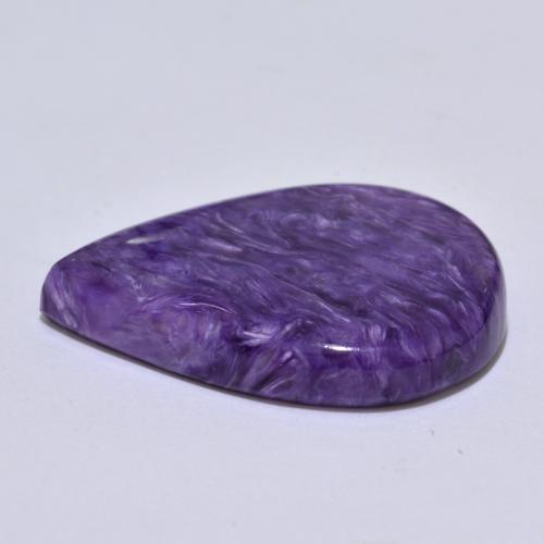Charoíta violeta natural de 15,17 ct, en forma de pera, opaco