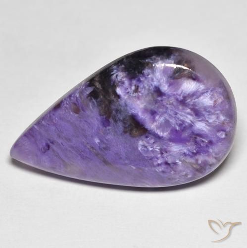 Charoíta violeta natural de 11,83 ct, en forma de pera, opaco
