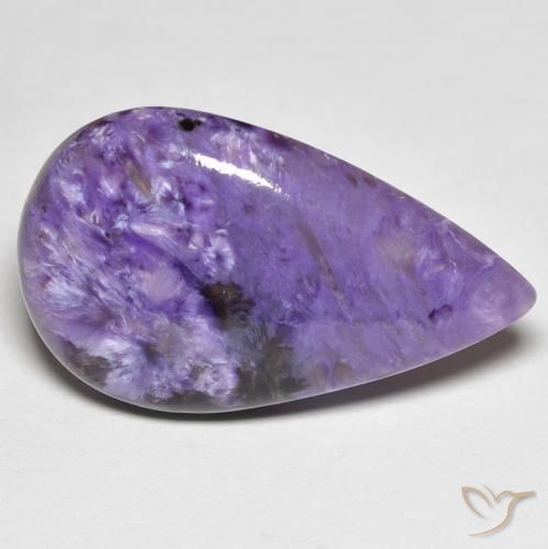 Charoíta violeta natural de 11,83 ct, en forma de pera, opaco
