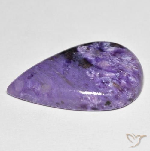 Charoíta violeta natural de 11,83 ct, en forma de pera, opaco