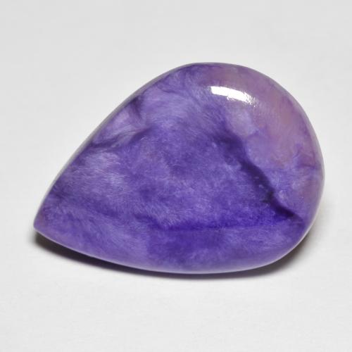 Charoíta violeta intenso natural de 11,44 ct, en forma de pera, opaco