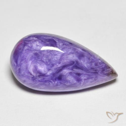 Charoíta violeta natural de 9,67 ct, en forma de pera, opaco
