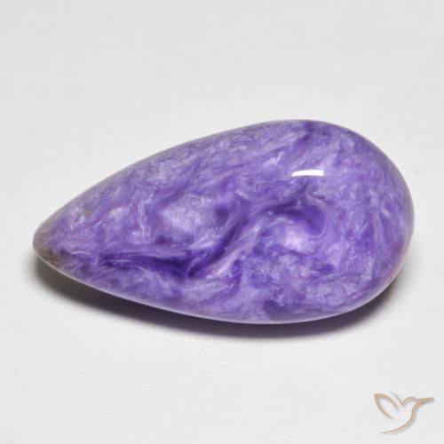 Charoíta violeta natural de 9,67 ct, en forma de pera, opaco