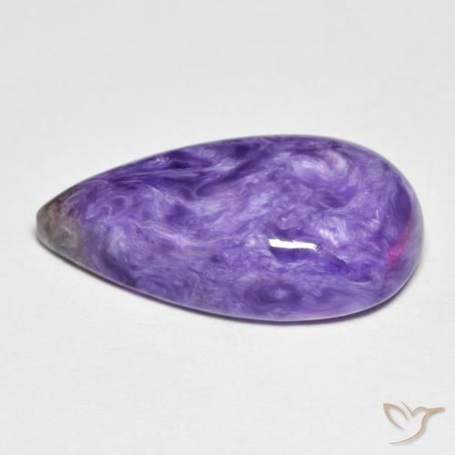 Charoíta violeta natural de 9,67 ct, en forma de pera, opaco